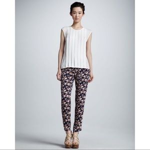 Joie Olaya Floral Print Silk Pants Trousers 8 EUC